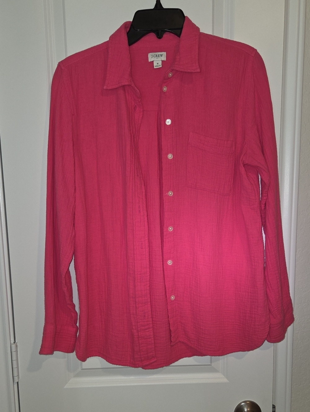 J.Crew FACTORY  Lightweight Button-Up Shirt in Bright Pink